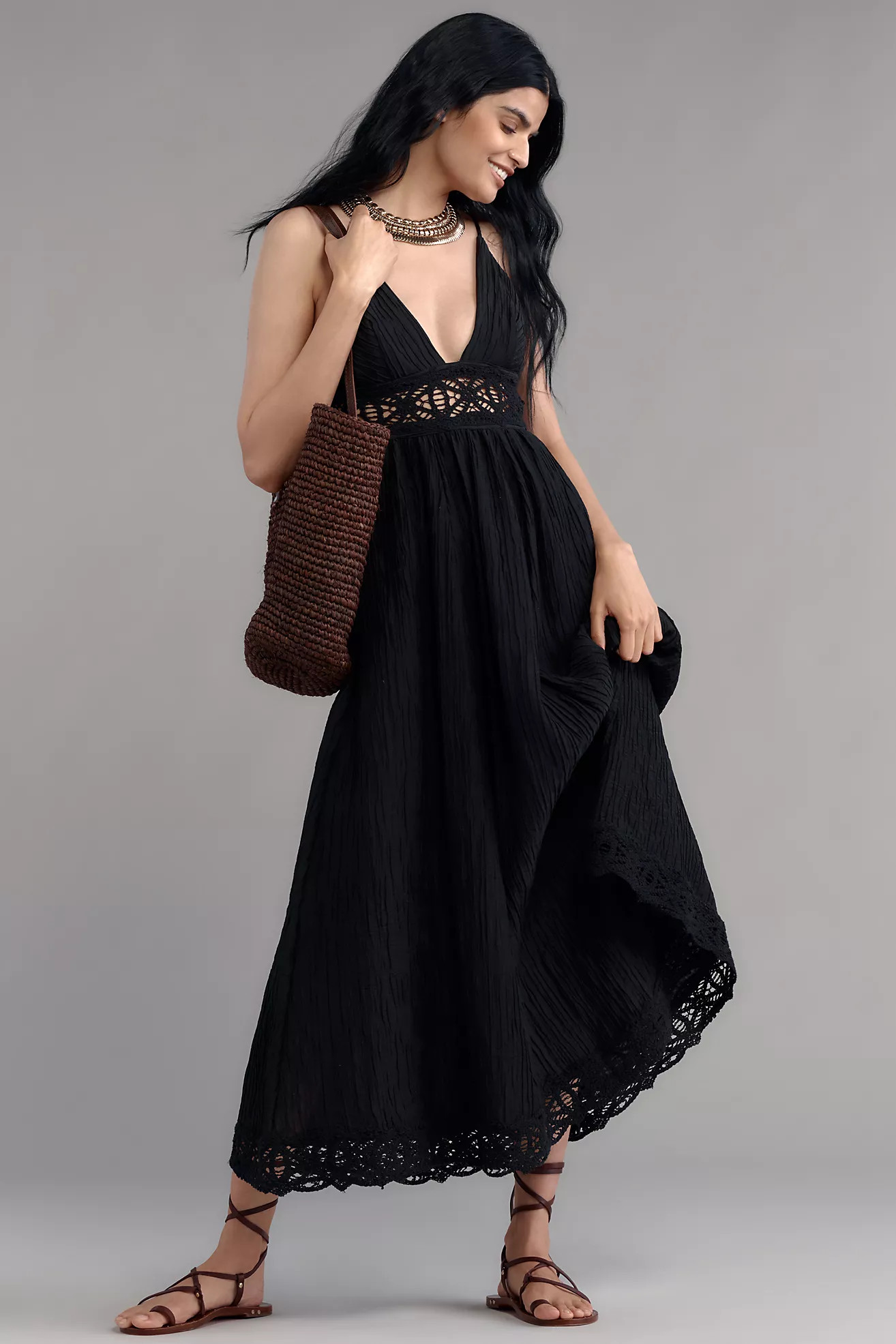 Sabina Musayev Nalaya Sleeveless Deep-V Midi Dress | Anthropologie (US)