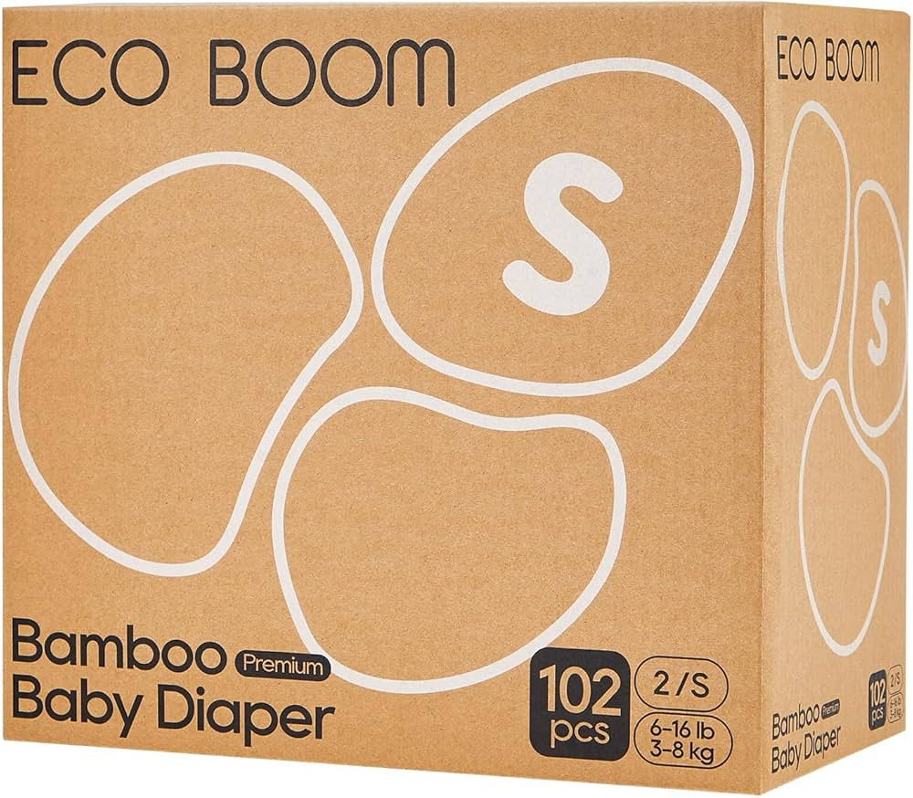 ECO BOOM Diapers, Viscose from Bamboo Diapers, Natural Soft Disposable Nappies for Infant, Size 2... | Amazon (US)