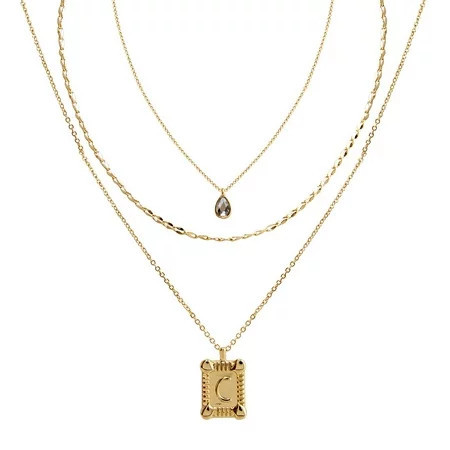Seren Jewelry Initial Letter C Gold Pendant Necklace Set for Women Delicate Gold-tone Layered Monogram Necklaces 3 Pieces | Walmart (US)