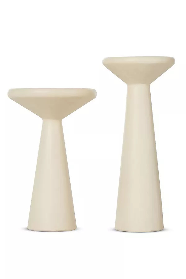 Ravine Round Concrete Pedestal Accent Tables, Set of 2 | Anthropologie (US)