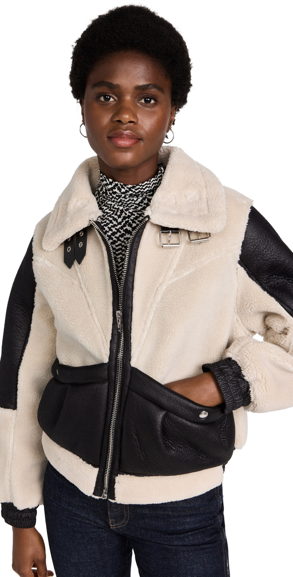 BLANKNYC Blaze Out Faux Sherpa Moto Jacket Blaze Out S | Shopbop