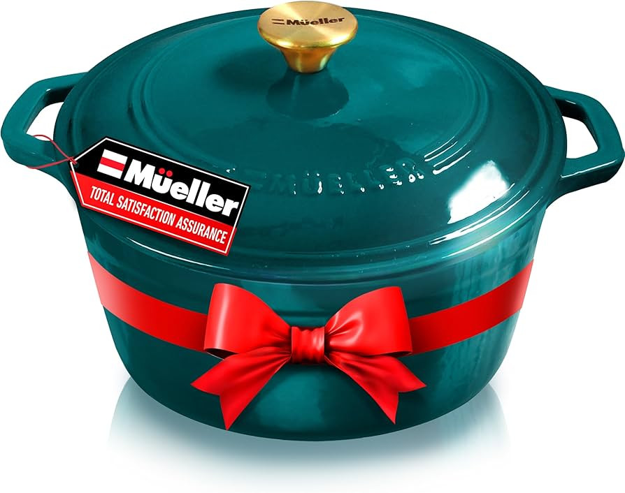 Mueller DuraCast 6 Quart Enameled Cast Iron Dutch Oven Pot with Lid, Heavy-Duty, Braiser Pan, Sta... | Amazon (US)