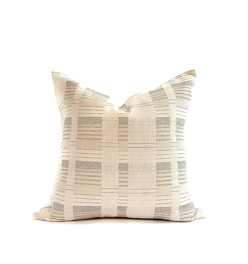 OIVA 20x20 18x18 Beige Tan Brown Cream Block Stripes Pillow - Etsy | Etsy (US)