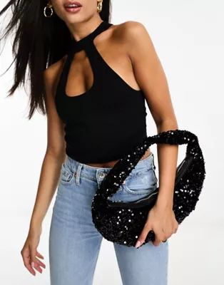 True Decadence mini grab bag in black sequin | ASOS (Global)