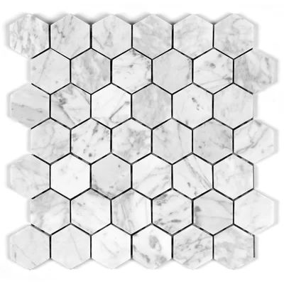 Bianco Carrara 2" x 2" Marble Honeycomb Mosaic Tile Seven Seas | Wayfair North America