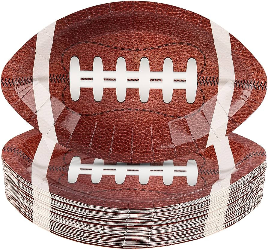 50PCS Football Party Paper Plates, Disposable Football Shaped Plates, Perfect for Super Bowl Game... | Amazon (US)
