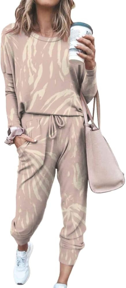 Pink Queen Women's 2 Piece Loungewear Set Outfits Long Sleeve Pullover Casual Lounging Wear Sweat... | Amazon (US)