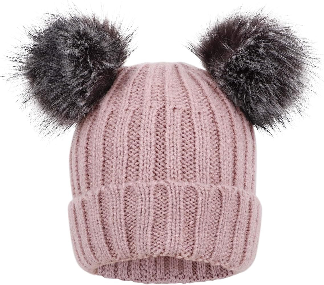 Arctic Paw Cable Knit Beanie with Faux Fur Pompom Ears | Amazon (US)