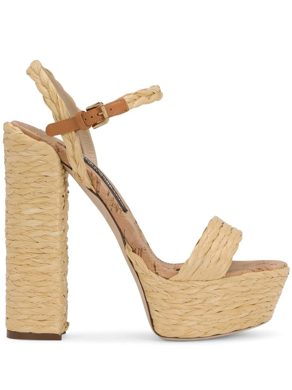 Dolce & Gabbana 145mm raffia platform sandals - Neutrals | Farfetch Global