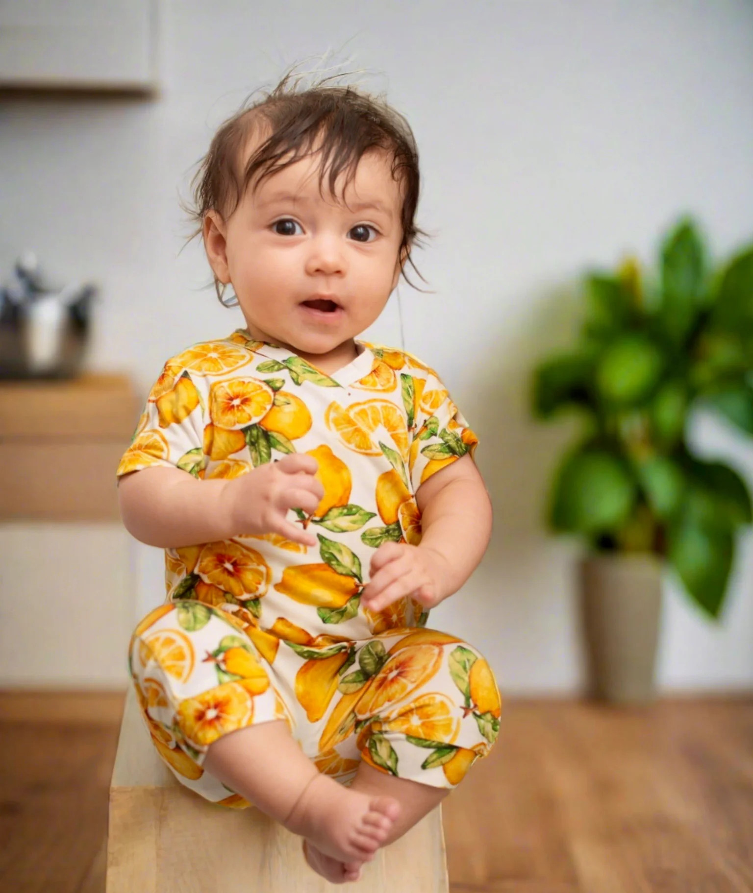 Wrap-A-Roo™ Wrap Opening Romper in OG Lemons of Tuscany | Ready Set Romper ®
