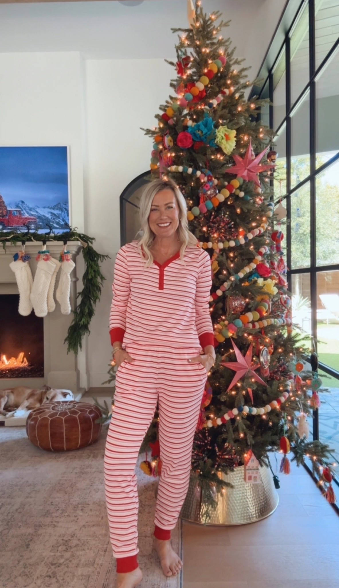 Obsessed with these festive red and pink striped pajamas for the holidays from Walmart! Perfect for lounging at home. ❤️ Wearing size XS.

@walmartstyle #WalmartPartner #WalmartStyle 

#LTKOver40 #LTKSeasonal #LTKHoliday