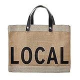 Santa Barbara Design Studio Local Mini Farmers Market Tote, Reusable Burlap Grocery Bag with Leather | Amazon (US)