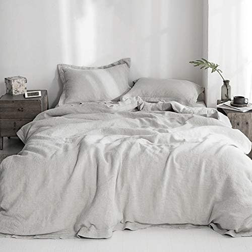 Simple&Opulence 100% Washed Linen Duvet Cover with Embroidered,Queen Size(88"x 92"),3 Pieces Soft Co | Amazon (US)