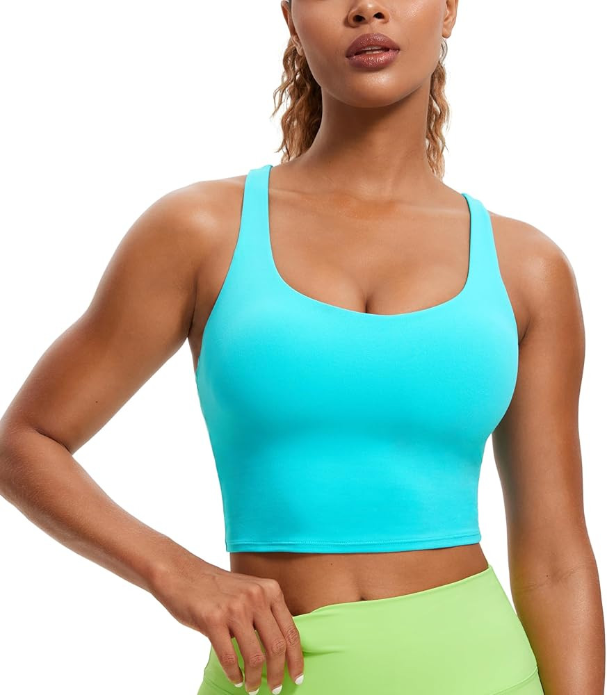 CRZ YOGA Womens Butterluxe Strappy Longline Sports Bra - Padded Criss Cross Yoga Bra Workout Crop... | Amazon (US)