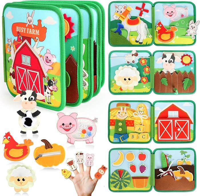HomeEvolution Farm Busy Book for Toddlers 1-3, Montessori Busy Board for 1 Year Old, Airplane Toy... | Amazon (US)