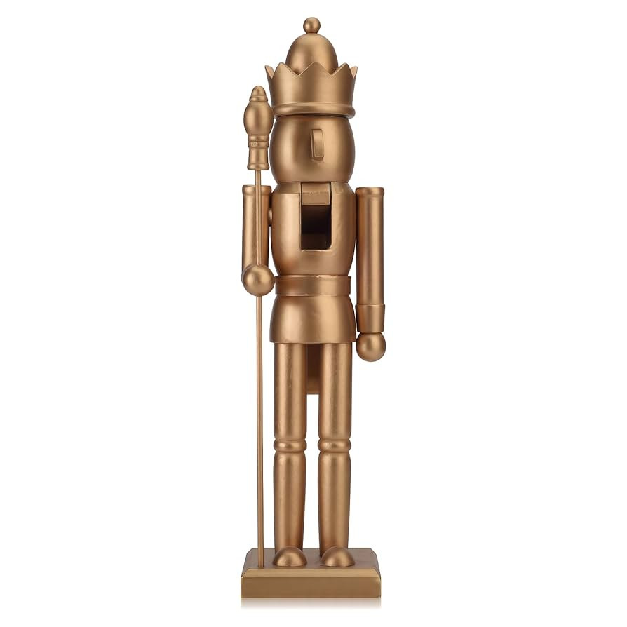 15 Inch Nutcracker King Figure with Scepter and Crown, Gold Xmas Undecorated Wooden Nutcracker Ch... | Amazon (US)