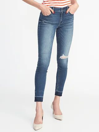 Mid-Rise Distressed Rockstar Super Skinny Ankle Jeans for Women | Old Navy US