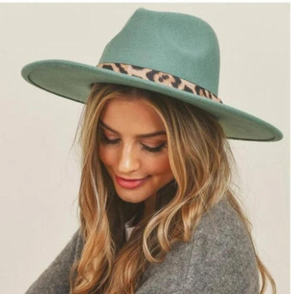 Turquoise Western Cowboy Hat- Western Rancher Style Hat- Cowgirl Hat-Leopard Trim | Etsy (US)