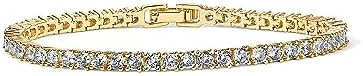 PAVOI 14K Gold Plated 3mm Cubic Zirconia Classic Tennis Bracelet | Gold Bracelets for Women | Siz... | Amazon (US)