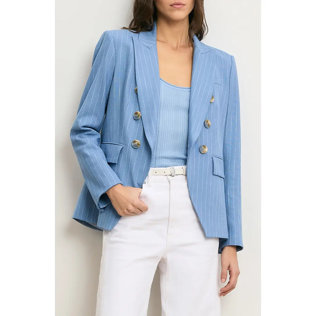 Veronica Beard Miller Pinstripe Dickey Jacket in Blue Jay Dove at Nordstrom, Size 16 | Nordstrom