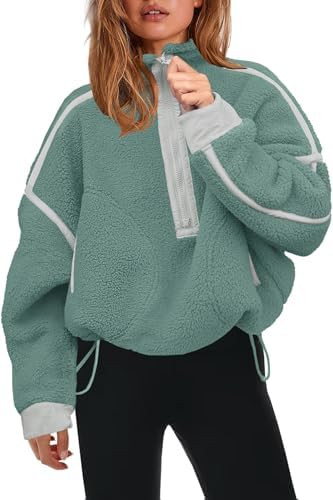 Panadila Womens Half Zip Sherpa Fleece Pullover Soft Oversized Sweatshirt with Pockets Warm Fuzzy... | Amazon (US)