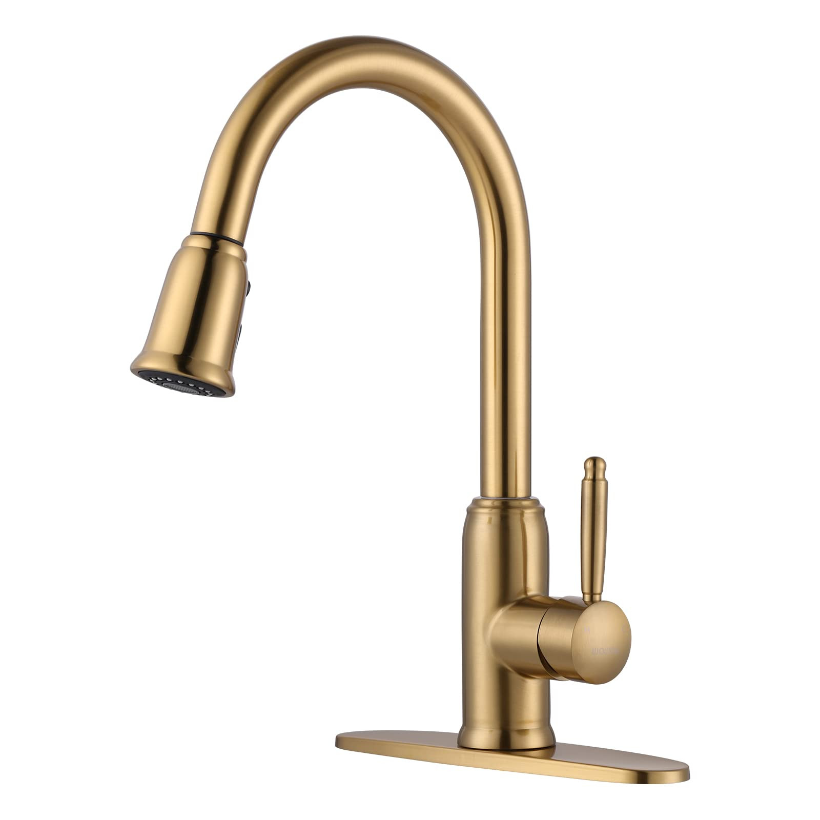 WOWOW Gold Kitchen Faucet with Sprayer - 304 Stainless Steel Kitchen Sink Faucet High Arc Pull Do... | Amazon (US)