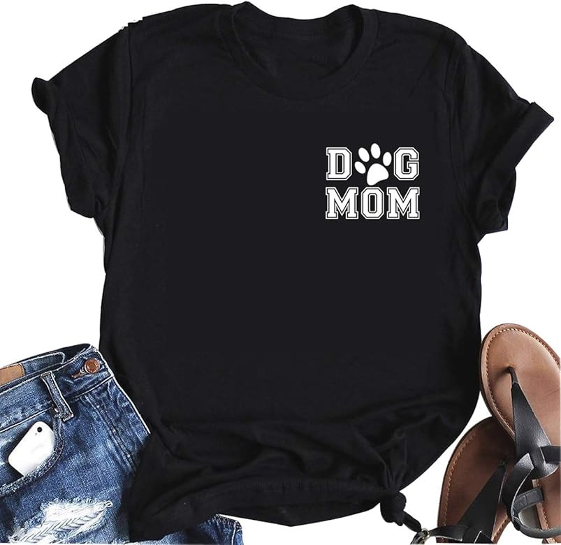 Women Dog Mom Shirts Cute Paw Short Sleeve Funny Pet Lover Party Gifts Tops Casual | Amazon (US)