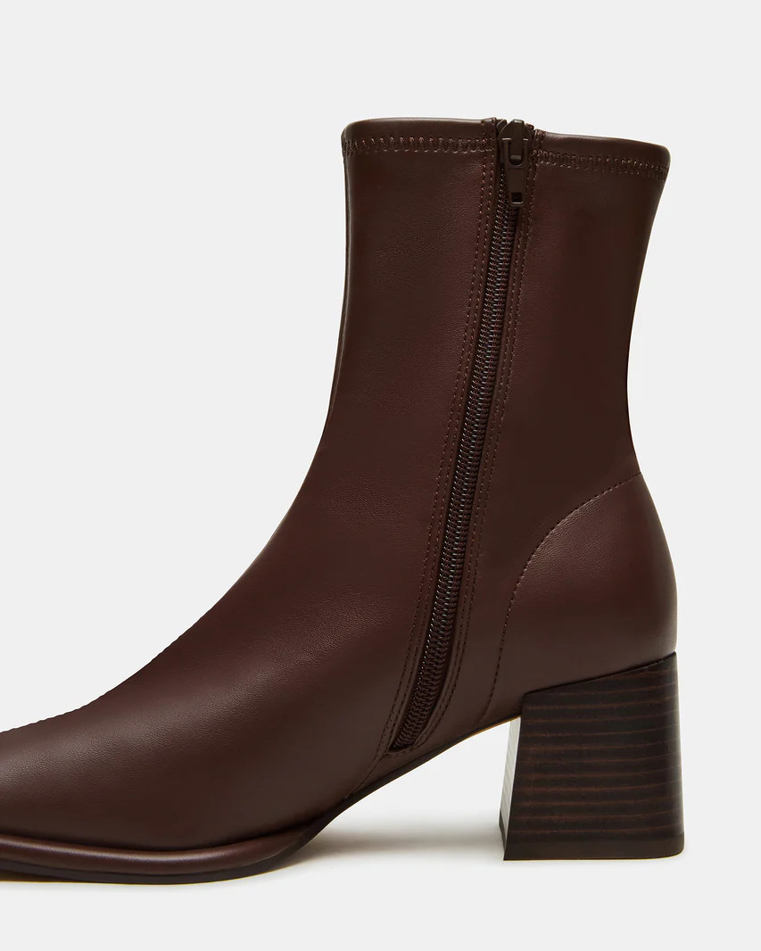 PAMMY Brown Square-Toe Block Heel Women's Ankle Boot | Steve Madden (US)