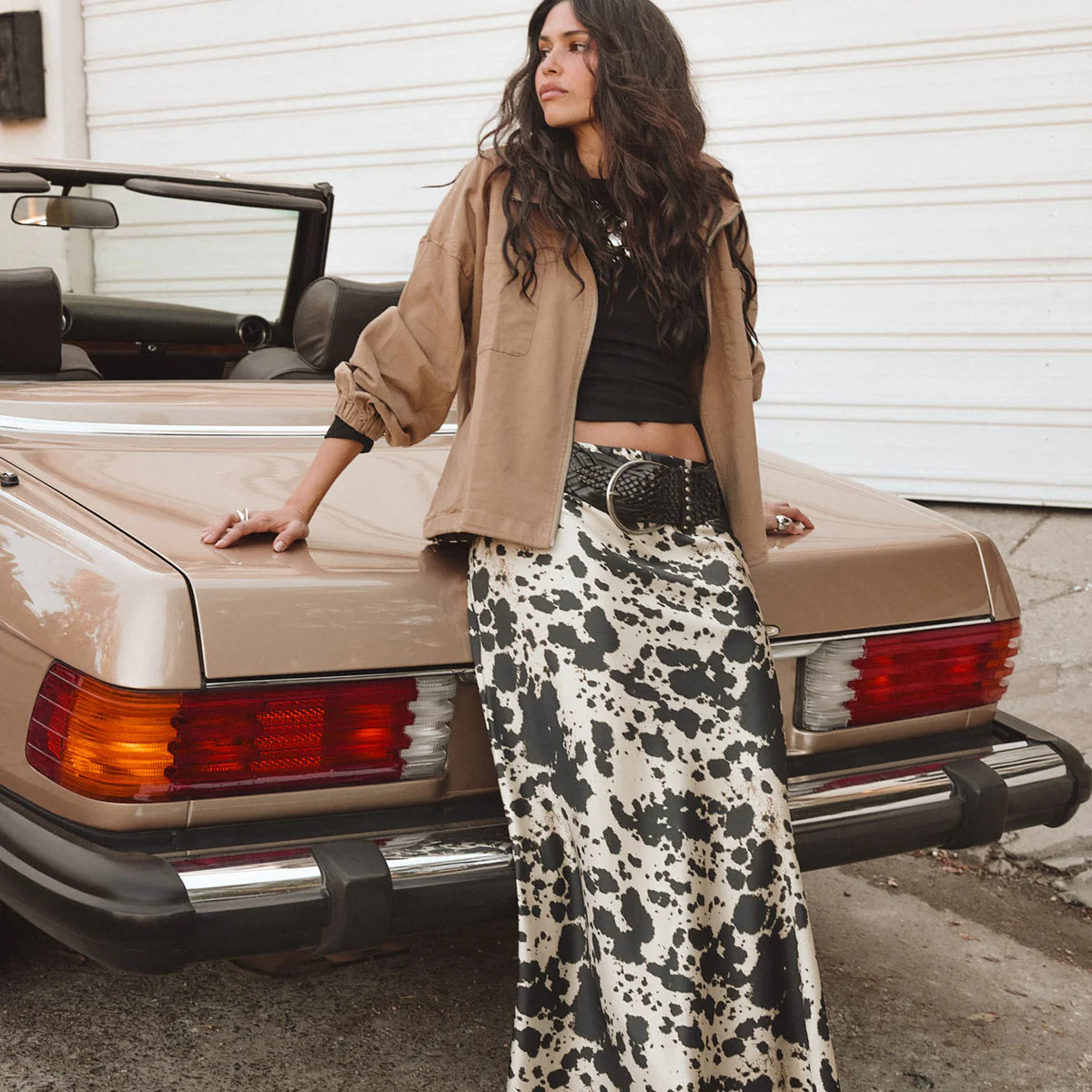 Kacey Cowhide Maxi Skirt | 12th Tribe