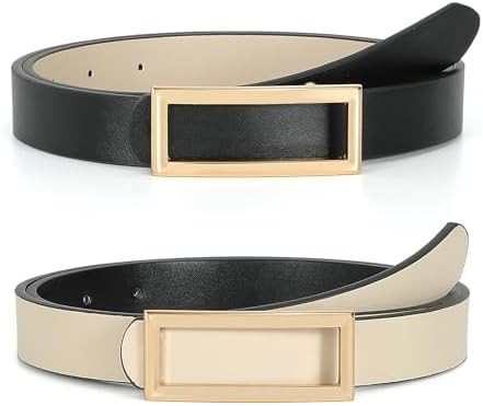 SUOSDEY Women Reversible Leather Belts for Jeans Pants Dresses Ladies Fashion Belts with Gold Buc... | Amazon (US)