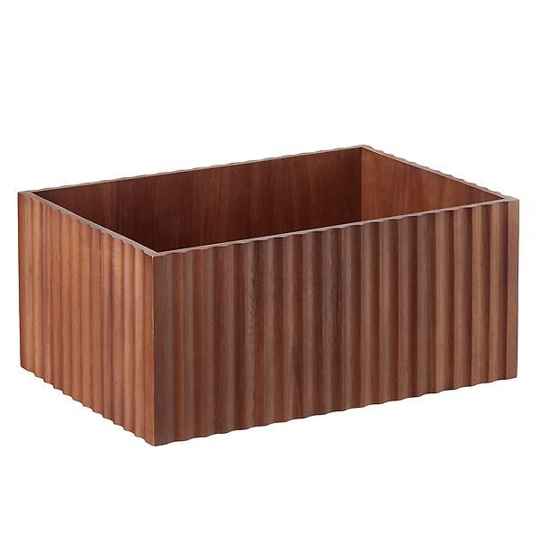 The Container Store Artisan Fluted Acacia Bin | The Container Store