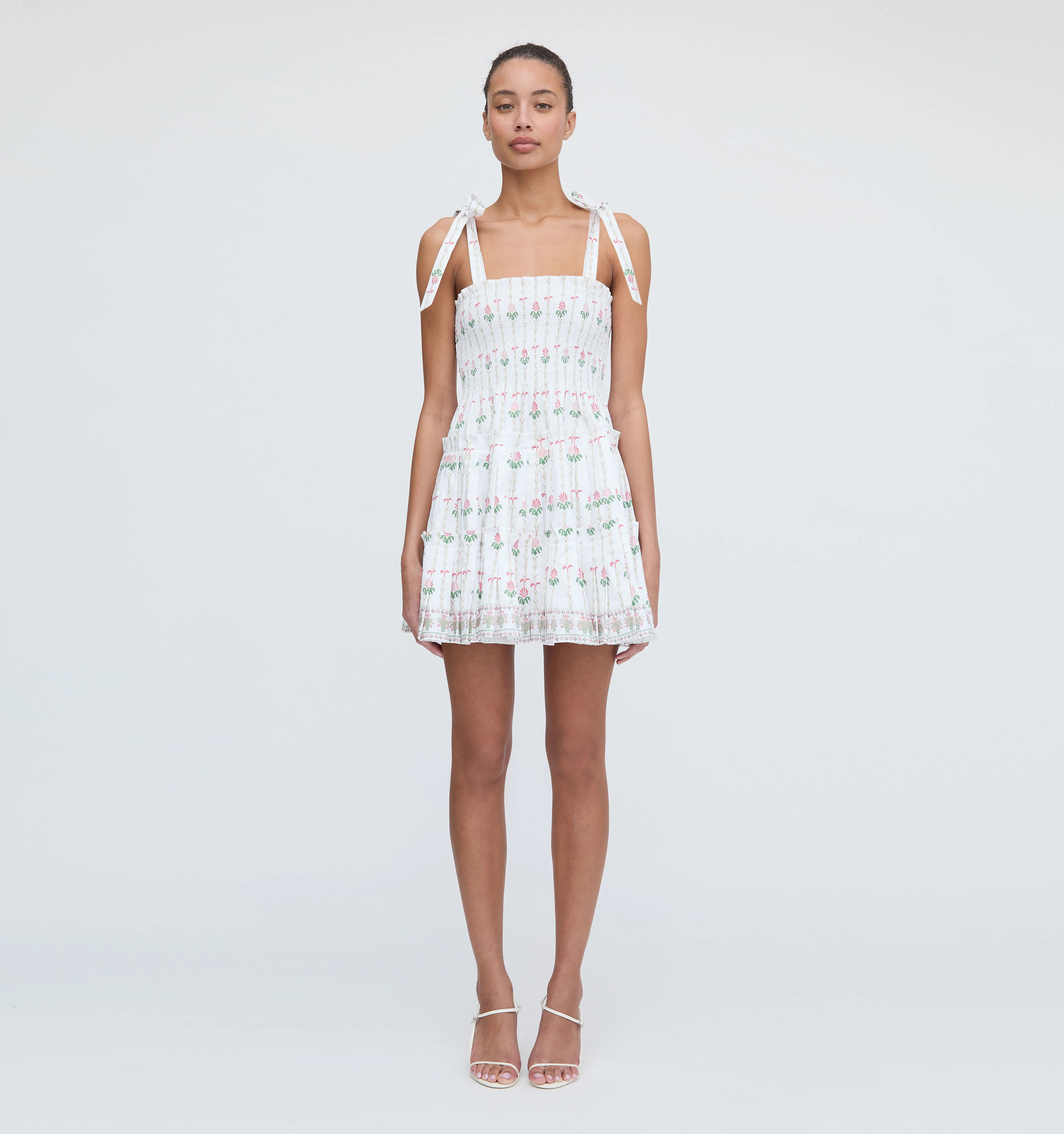 The Ribbon Charlotte Nap Dress - White Trailing Fern | Hill House Home US