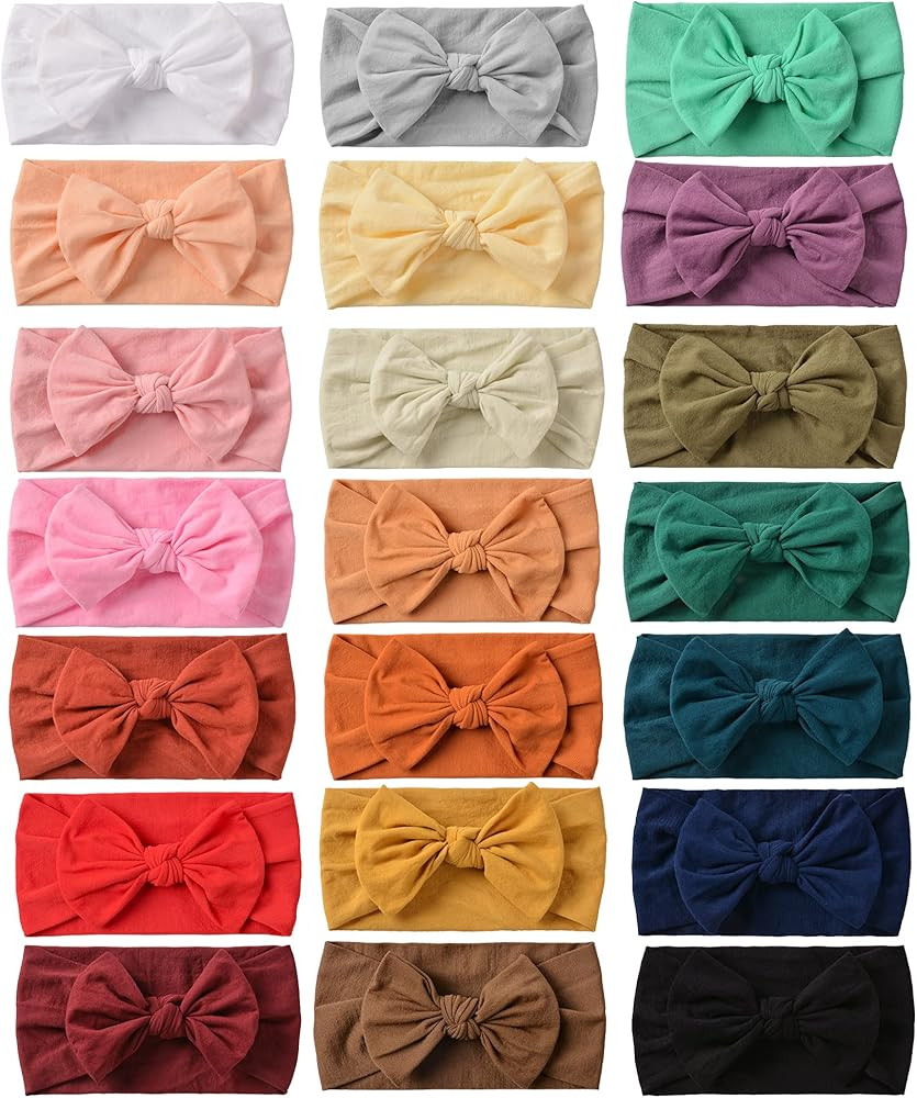 21PCS Baby Nylon Headbands Hairbands Hair Bow Elastics for Baby Girls Newborn Infant Toddlers Kid... | Amazon (US)