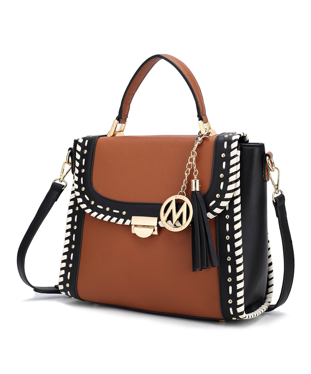 MKF Collection by Mia K. Women's Crossbodies Cognac - Cognac Flora Crossbody Bag | Zulily