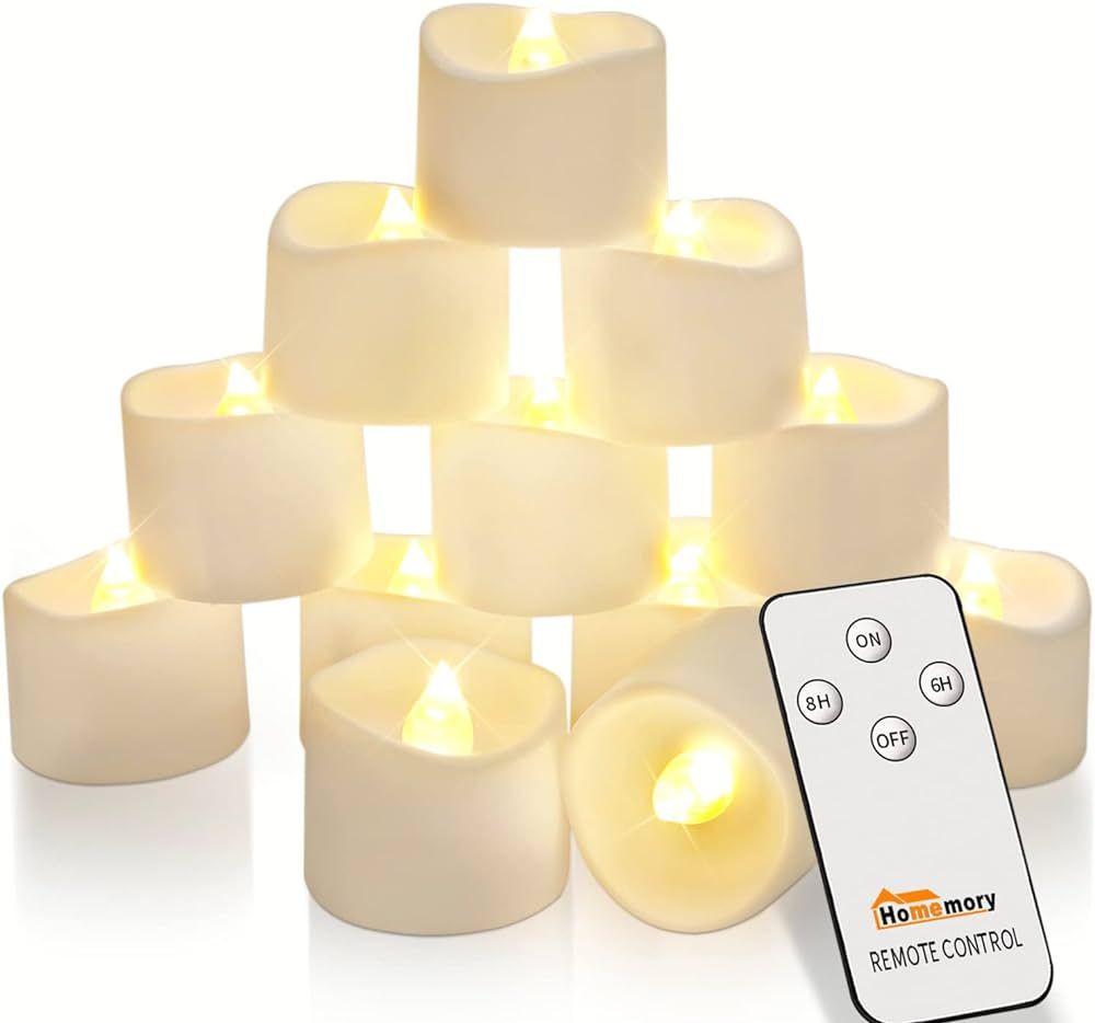 Homemory Flickering Flameless Candles with Remote, Timer Candles Battery Operated, Tea Lights Can... | Amazon (US)