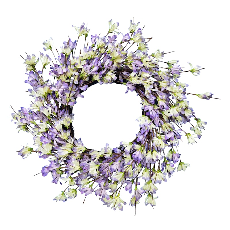 Purple Forsythia Floral Wreath, 24" | At Home