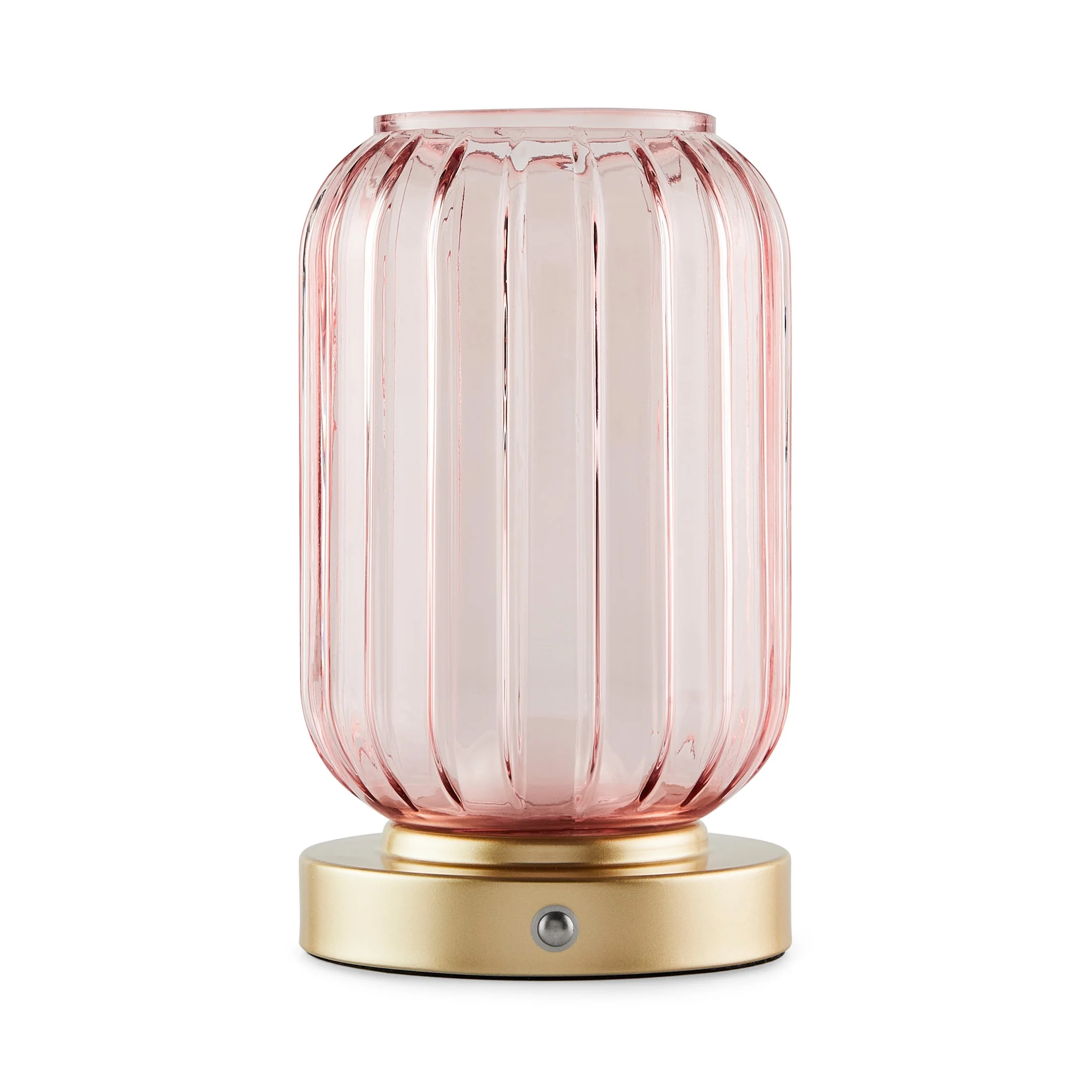 Mainstays by Becky G. & Alejandra 8.5" Rechargeable Mimosa Pink Ribbed Glass Uplight, Gold Metal ... | Walmart (US)