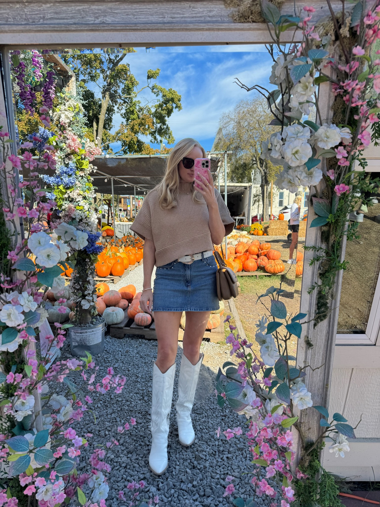 Daytime shopping outfit in Nashville! Wearing size small in the top and size 27 in the skirt. Fall outfits // western outfits // country concert outfits // western boots // Nashville outfits // denim skirts

#LTKSeasonal #LTKStyleTip
