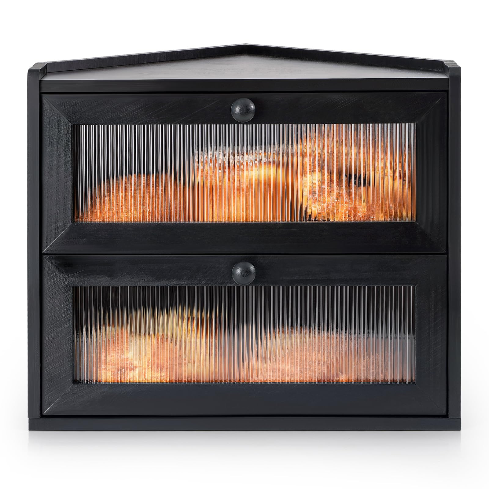 Sunhoo Corner Bread Box for Kitchen Countertop Wood Bread Storage Bin Extra Large Breadbox Contai... | Amazon (US)