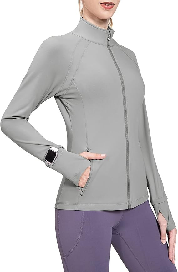 BALEAF Women's Fleece Running Track Jacket Full-Zip Water Resistant Pockets Yoga Cycling Workout ... | Amazon (US)