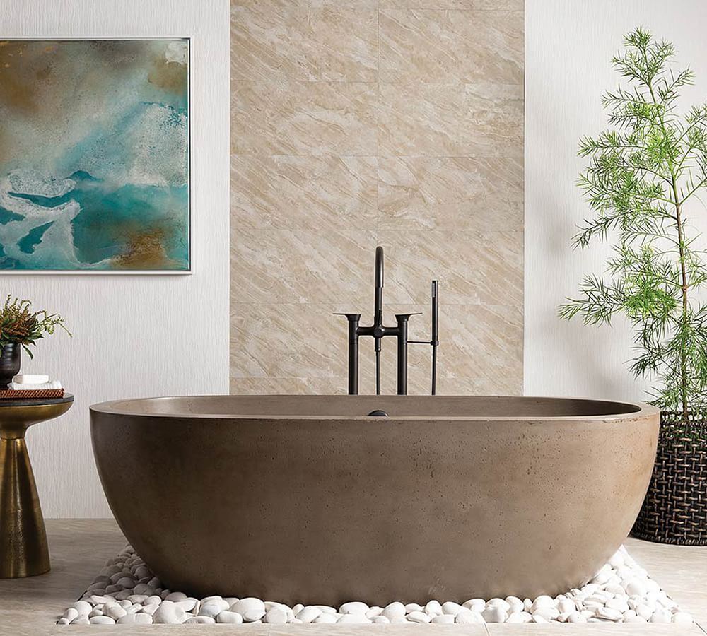 Holas 72" Handcrafted Freestanding Concrete Bathtub | Pottery Barn (US)