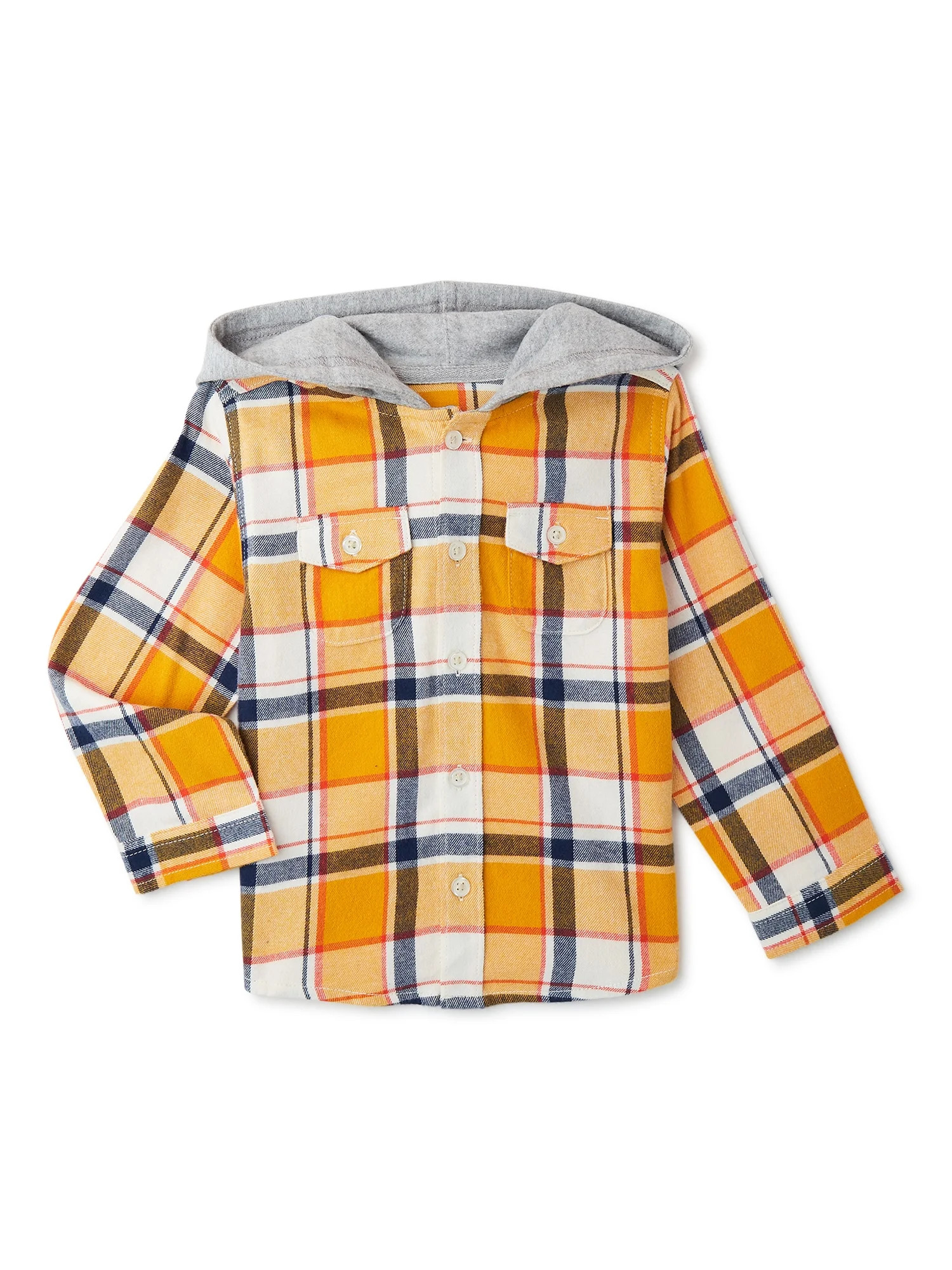Wonder Nation Baby and Toddler Boys’ Hooded Flannel Shirt, Sizes 12M-5T - Walmart.com | Walmart (US)