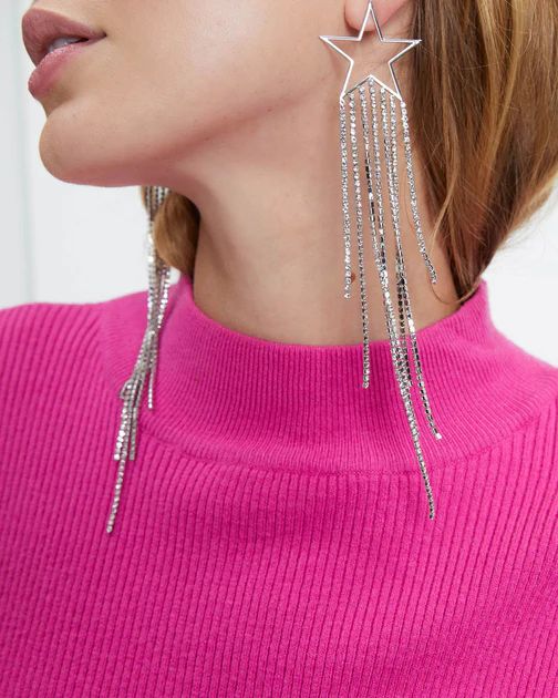 Cosmic Drop Fringe Earrings - Silver | VICI Collection