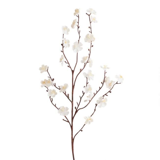 Faux White Velvet Plum Blossom Stems Set of 2 | World Market