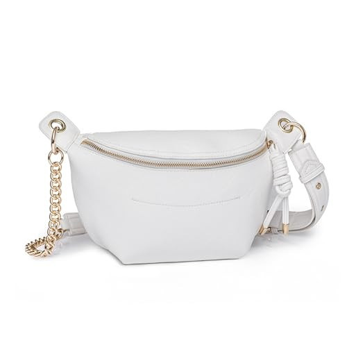 PU Leather Fanny Pack Crossbody Sling Bag for Women - Trendy Belt Bag with Adjustable Strap, Lightweight for Travel Daily Use (White) | Amazon (US)