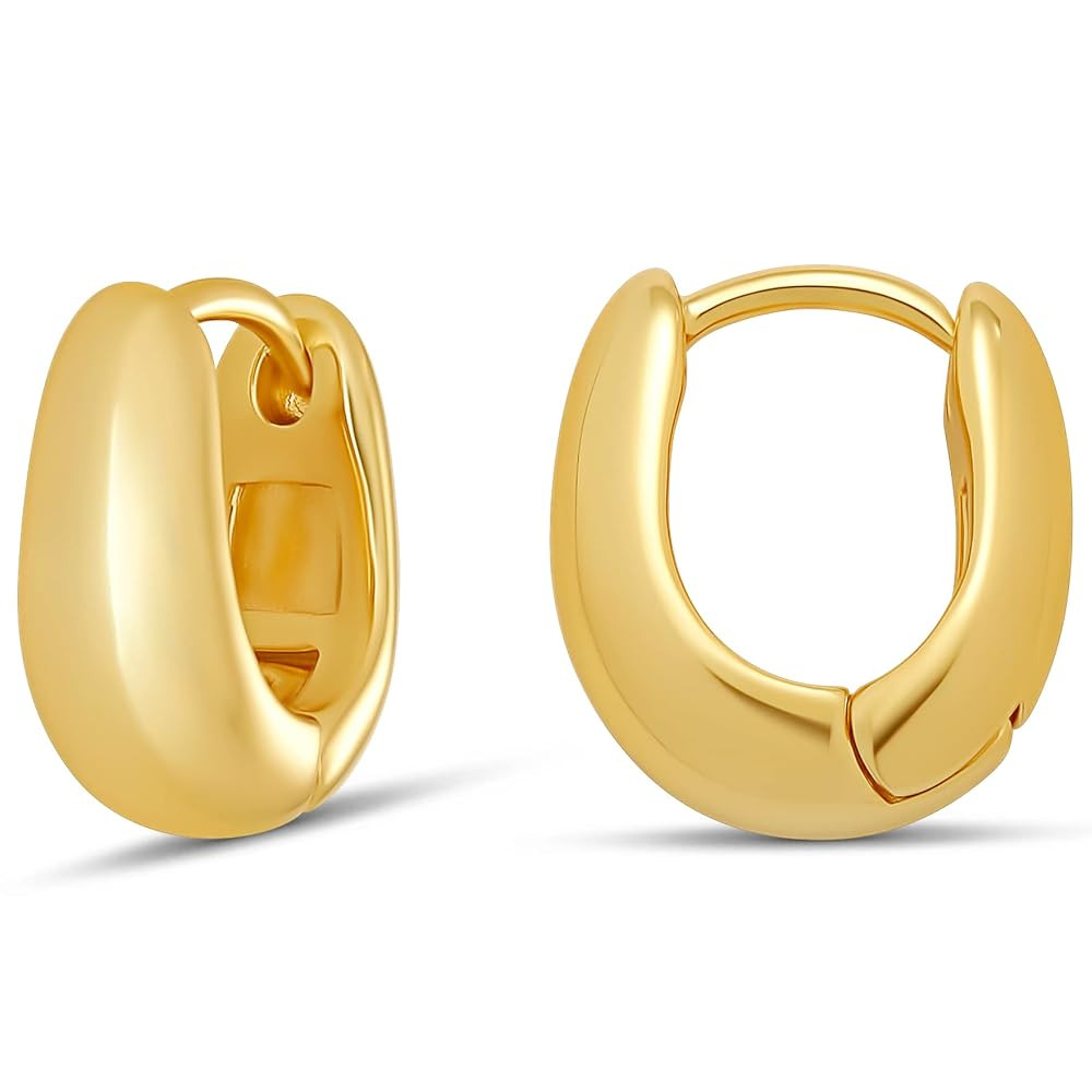 Amazon Essentials 14K Gold or Sterling Silver Plated Teardrop Huggie Hoop 12mm | Amazon (US)