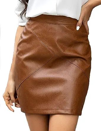 Zeagoo Women Classic High Waisted Faux Leather Bodycon Slim Mini Pencil Skirt | Amazon (US)