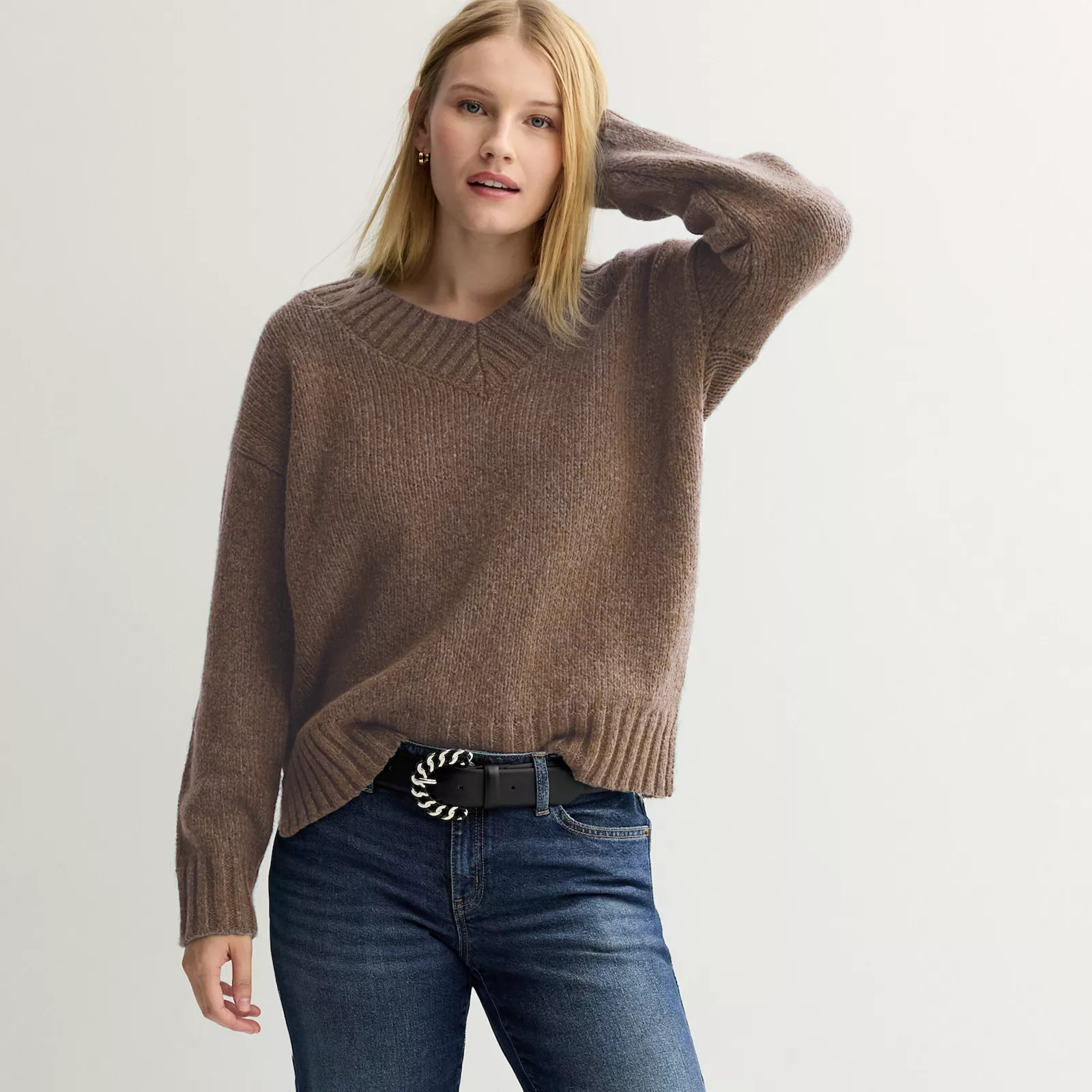 Juniors' Pink Republic V-Neck Pullover Sweater | Kohl's