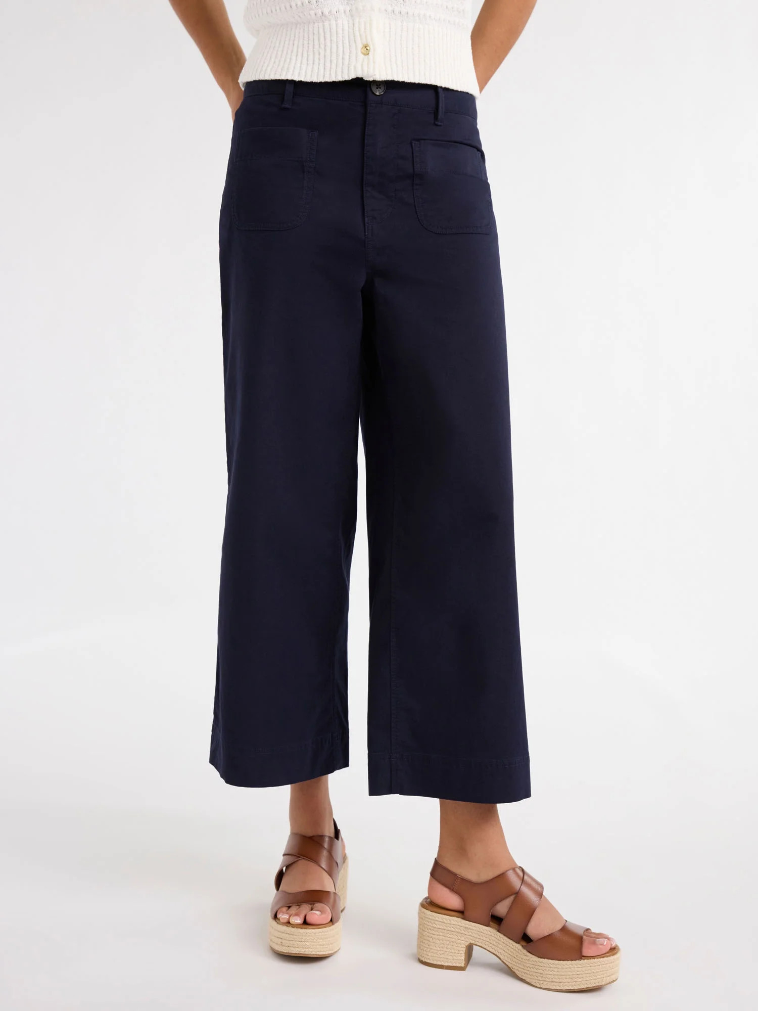 Free Assembly Women's and Women's Plus High Rise Cropped Wide Leg Pants, 26” Inseam, Sizes XS- ... | Walmart (US)