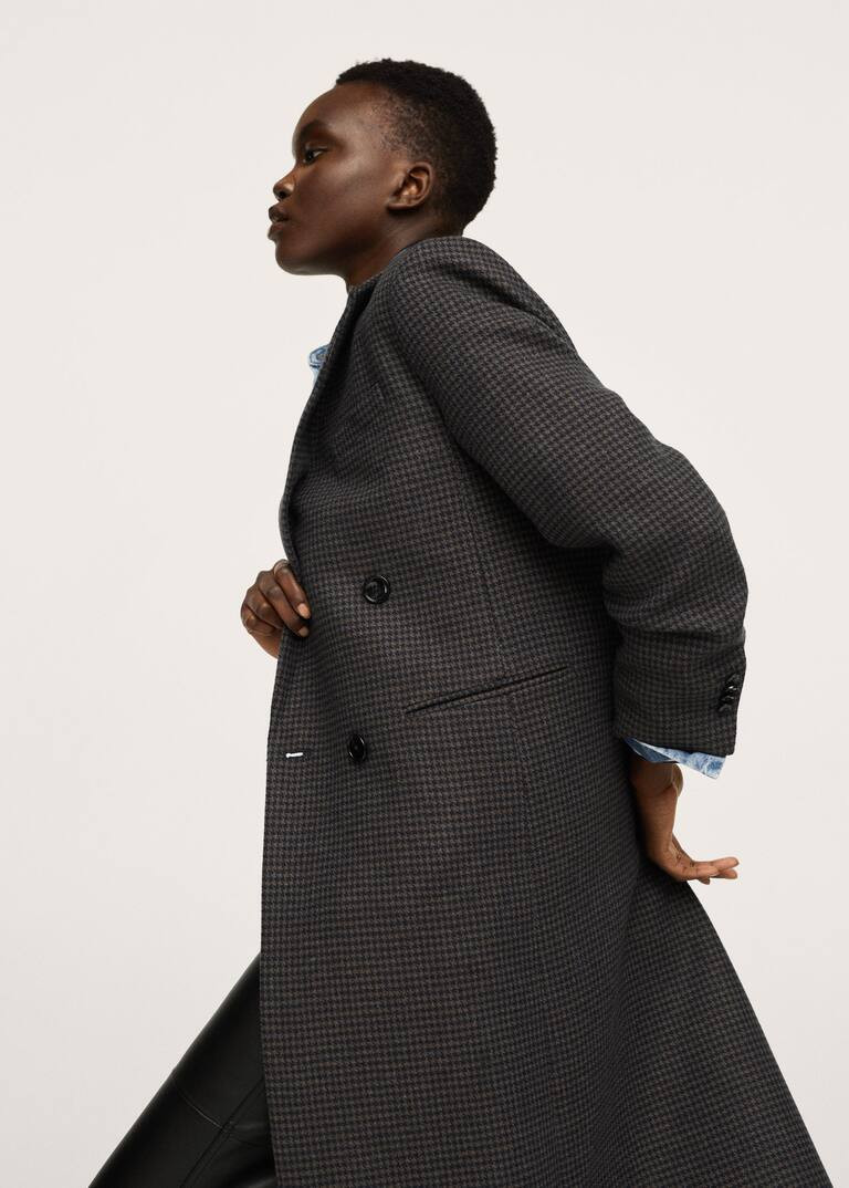 Checked wool-blend overcoat | MANGO (US)